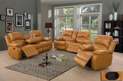 Vista 71 de A Ainehome Juego de Muebles de Sala de Estar de Cuero Reclinable Juego de Sofá Sillón Loveseat Juego de Muebles Sofá para Sala de Estar/Espacio