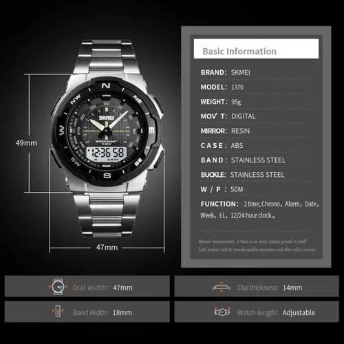 Vista 3 de findtime Reloj deportivo militar para hombre, impermeable, electrónico, digital, analógico, de doble pantalla