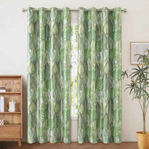 Vista 25 de Leeva Cortinas opacas para puerta corredera, cortinas de bloqueo de luz con hojas de serie azul, cortinas pesadas para ventanas de guardería, 2