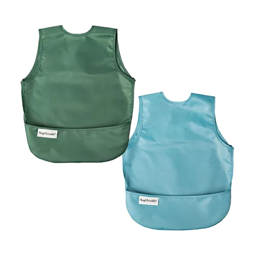 Vista 24 de Tiny Twinkle Baberos para bebé a prueba de desorden Paquete de 2 baberos impermeables para comer Delantal de bebé para alimentación, lavable a