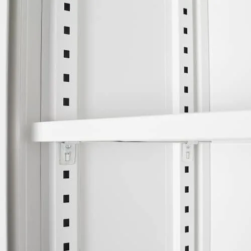 Vista 8 de Armario de almacenamiento de metal con puertas y 3 estantes, armario de garaje de acero con cerradura de espacio grande de 42 pulgadas