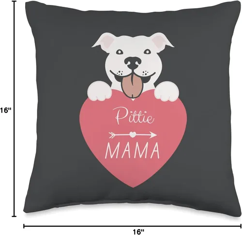 Vista 4 de jovy fits Pittie Mama Regalos para Pitbull, almohada Pit Bull Mom, 16 x 16 pulgadas, multicolor
