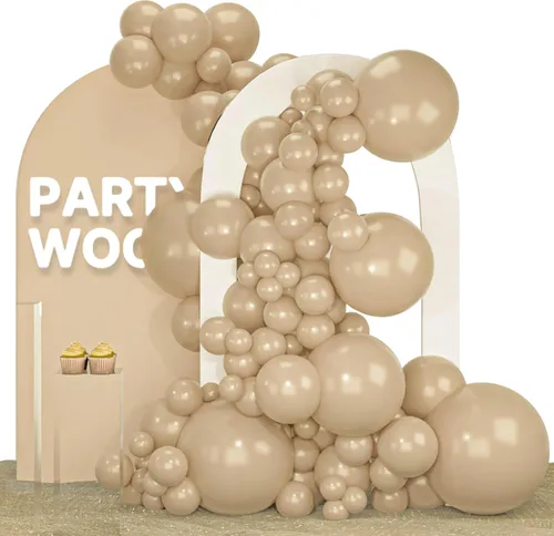 Vista 15 de PartyWoo - Globos nude de 140 piezas en diferentes tamaños de 18, 12, 10, 5 pulgadas, kit de arco de globos de color neutro y melocotón estilo boho
