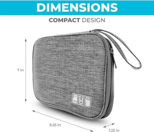 Vista 2 de Bolsa organizadora de cables – Almacenamiento de cable de carga pequeño, cargador, cables, electrónica pequeña, tarjeta SD, almacenamiento de cables