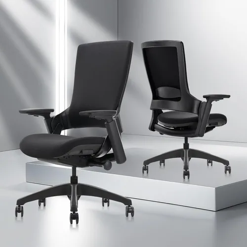 Vista 2 de CLATINA - Silla ejecutiva ergonómica giratoria, con reposabrazos 3D de altura ajustable y respaldo lumbar, tapizada, ideal para hacer trabajos