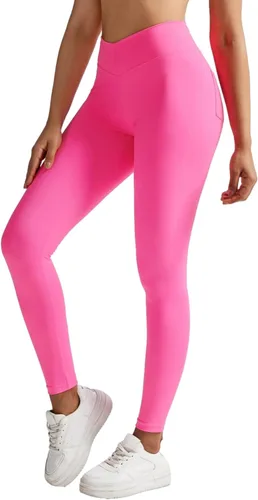 Vista 5 de SEASUM Leggings de entrenamiento con parte delantera y trasera en V para mujer, con bolsillos, cintura alta, pantalones de yoga para gimnasio
