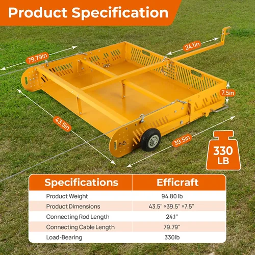 Vista 2 de POPMOON 2-in-1 Horse Manure Scoop Tow Behind Trailer Horse Paddock Cleaner