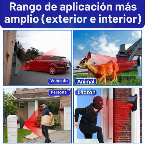 Vista 8 de Alarmas solares inalámbricas para entrada exterior resistente a la intemperie, detector de movimiento y sensor para 1000 pies de largo alcance, sin