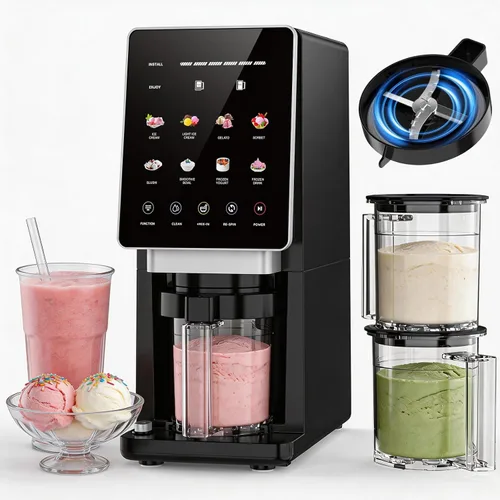 Vista 7 de H-Duka 10-in-1 Ice Cream Maker Machine, 800W Frozen Treat Maker for Silky Gelato, Sorbet&Slushies, One-Touch Mix-In & Re-Spin for Creamy Texture(Ice