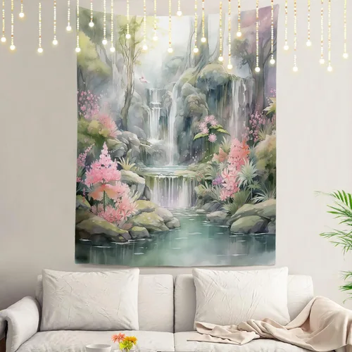 Vista 22 de Shrahala Modern Abstract Artwork Wall Tapestry, Orange Black Beige Wall Hanging Large Tapestry Decoration Polyester Fiber White Hem Around for Dorm