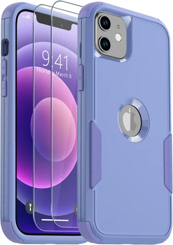 Vista 33 de Funda para iPhone 12, 2 protectores de pantalla de vidrio templado, 10 pies a prueba de caídas, antideslizante, a prueba de golpes, para iPhone 12
