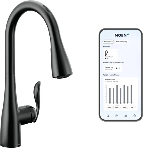 Vista 11 de Moen Arbor Chrome Motionsense Wave Touchless Grifo de cocina desplegable de una manija con limpieza eléctrica, 7594EWC