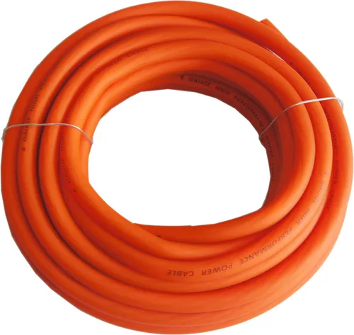 Vista 3 de Cable de alimentación RD True calibre 4 AWG CCA de 25 pies naranja y cable de batería de tacto suave de tierra negra de 25 pies, sistema estéreo