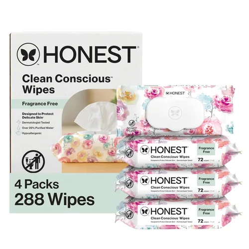 Vista 24 de The Honest Company - Toallitas limpiadoras para bebé con 99% de agua, respetuosas con el medioambiente, a base de plantas, hipoalergénicas