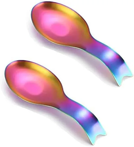 Vista 6 de 2 soportes dorados para cucharas de acero inoxidable para encimera de estufa Oro