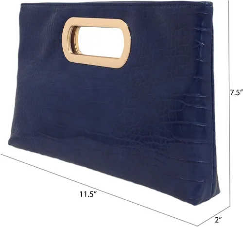 Vista 6 de Bolso de mano de piel sintética de cocodrilo con asa superior