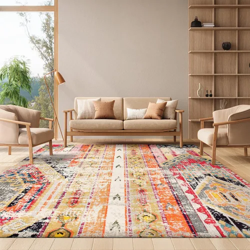 Vista 15 de SAFAVIEH Madison Collection - Alfombra decorativa de 2 pies 2 pulgadas x 4 pies, verde y naranja, diseño tribal envejecido, no desprende pelusa