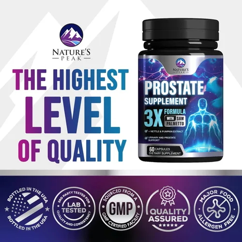 Vista 4 de Suplementos para la Salud de la Próstata para Hombres 1000mg - 3X Fuerza con Mezcla de Saw Palmetto, Raíz de Ortiga y Complejo de Apoyo de Semilla