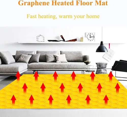 Vista 2 de Alfombra calefactora eléctrica de grafeno, calentador de suelo con calefacción, calentador de pies con temporizador, calentador de espacio eléctrico
