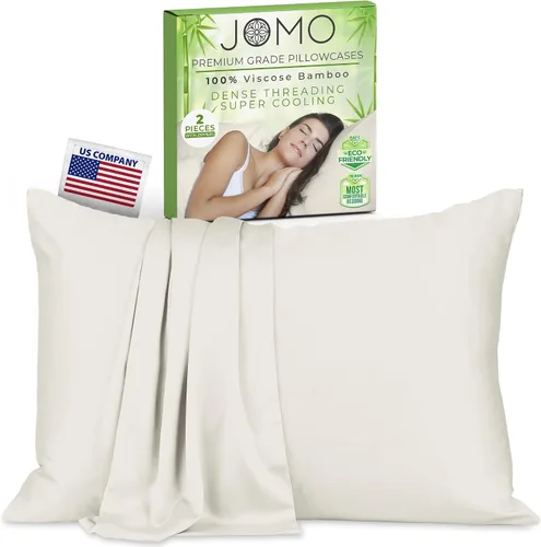 Vista 11 de Fundas de almohada con cremallera, tamaño estándar 26 x 20 pulgadas, 100% viscosa derivada de bambú, paquete de 2, color crema, fundas de almohada