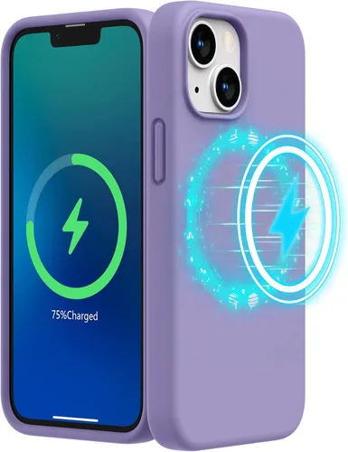 Vista 8 de SURPHY Funda magnética diseñada para iPhone 13 Mini, compatible con MagSafe (versión 2021 de 5.4 pulgadas), funda de silicona líquida con forro