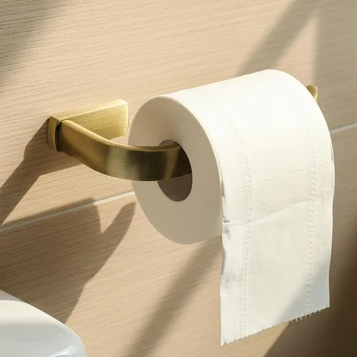 Vista 7 de Flybath Soporte de papel higiénico de latón antiguo con 2 ganchos para abrigos montado en la pared
