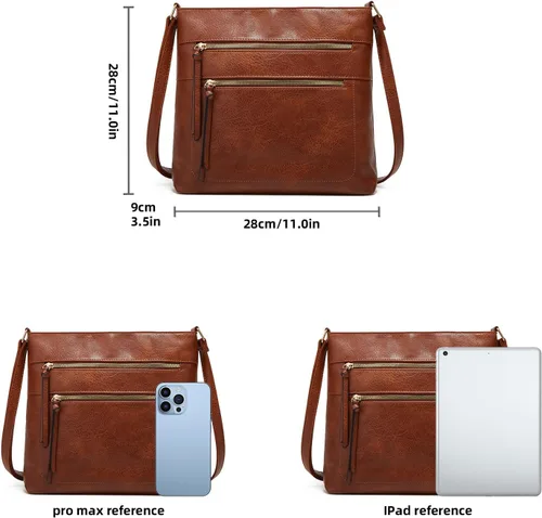 Vista 2 de ASBEFORE Bolso cruzado de cuero para mujer, bolso cruzado de moda