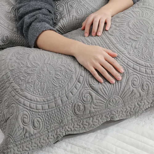 Vista 9 de BOSOWOS Fundas de almohada tamaño Queen de 20 x 30 pulgadas, juego de 2, ultrasuaves y transpirables, fundas de almohada acolchadas para dormir Gris