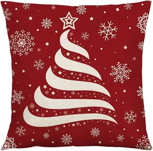 Vista 7 de HOMMES Juego de 4 fundas de almohada navideñas de 18 x 18 pulgadas, decoración de invierno, de tela de algodón y lino, para decoración de sofá