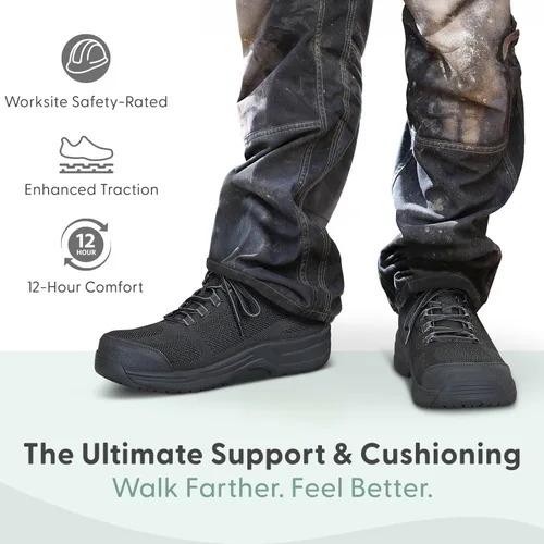 Vista 2 de Orthofeet Zapatos de trabajo ortopédicos de cobalto con clasificación de seguridad antideslizante para hombre