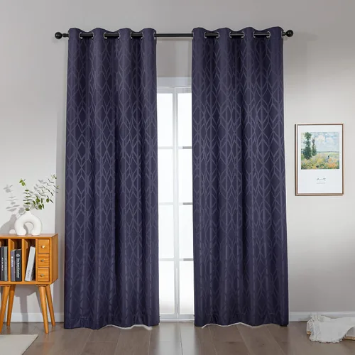 Vista 25 de Amazon Basics Cortinas Jacquard 100% opacas de 2 piezas, cortinas para sala de estar y dormitorio, tratamiento de ventana con aislamiento térmico