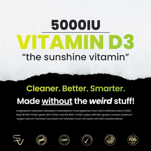 Vista 2 de Vitamina D3 5000 UI con aceite de aguacate, alta potencia 125 mcg, 90 mini