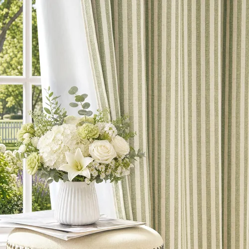 Vista 30 de jinchan Linen Blackout Curtains Back Tab 96 Inch 2 Panels Striped Blue Blue Stripe Lined