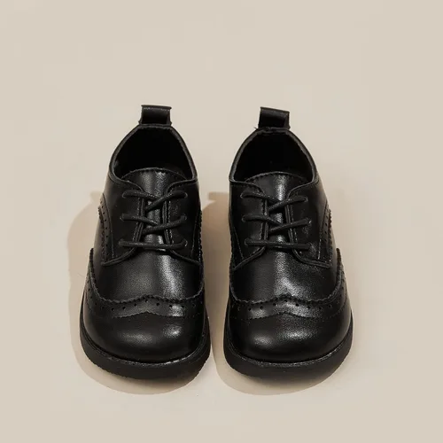 Vista 4 de Lennuoma Zapatos de vestir clásicos con cordones para la escuela y la comodidad de los niños para niñas (niñoniño pequeño), Negro