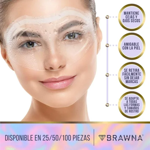 Vista 4 de Paquete de 50 viseras protectoras de ducha con bolsa de organza rosa para extensiones de pestañas, microblading, laminación de cejas, cirugía
