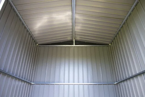 Vista 4 de Arrow Shed Elite - Cobertizo de almacenamiento de acero para exteriores de 14 x 16 pies de alto con puertas altas y puertas con cerradura