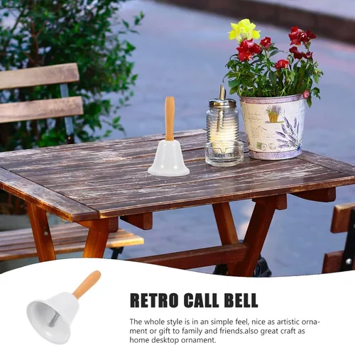 Vista 6 de MAGICLULU Campana de mano de Navidad, 1 campana de llamada de Navidad con mango de madera, campana de mano sólida para decoración de cena