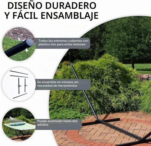 Vista 4 de Sunnydaze Soporte de hamaca resistente para exterior, negro, fácil montaje Capacidad de 350 libras, 15 pies, resistente a la intemperie, marco