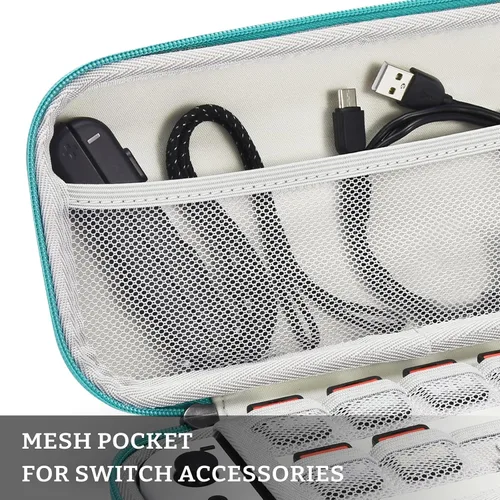 Vista 3 de FUNLAB Switch - Funda compatible con Nintendo SwitchOLEDLite para fanáticos de Zelda, funda de transporte portátil para Switch con 10 ranuras