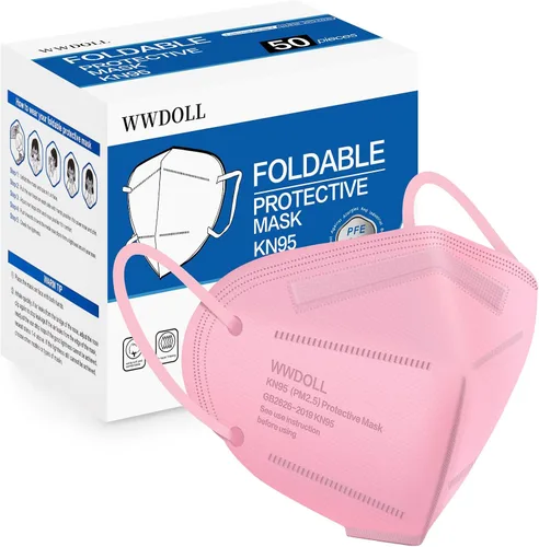 Vista 12 de WWDOLL - Mascarilla KN95, 50 unidades, 5 capas transpirables, color rojo