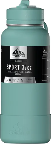 Vista 35 de Hydrapeak Botella de agua deportiva aislada de 32 onzas con tapa con popote, a prueba de fugas y derrames, mantiene las bebidas frías durante 24