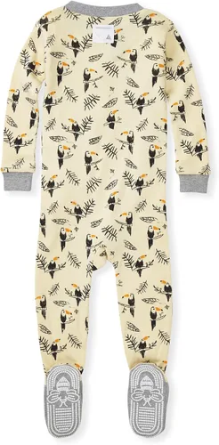 Vista 2 de Burt's Bees Baby Baby Boys' Unisex Pajamas, Zip-front Non-slip Footed Sleeper Pjs, Organic Cotton Jungla Toucan
