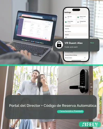 Vista 8 de Cerradura de puerta inteligente con teclado de entrada sin llave con asa y perilla, cerrojo digital para puertas delanteras, dormitorios, oficinas e