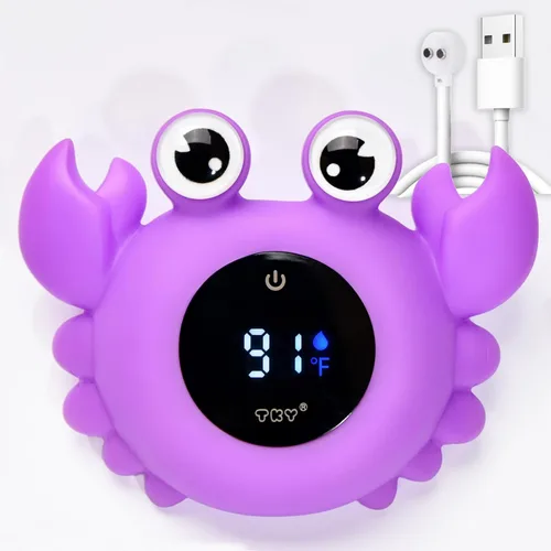 Vista 15 de Termómetro de baño para bebé, termómetro digital flotante de agua con pantalla LED y alertas de temperatura de color, juguete de baño recargable