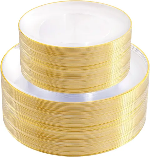 Vista 21 de PULOTE 100 piezas de platos de plástico negro desechables - Premium resistente 50 platos negros para cena, 50 platos para postre/ensalada - Ideal