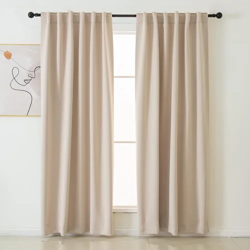 Vista 17 de Pickluc Cortinas opacas de 63 pulgadas de largo, 2 paneles de cortinas opacas para dormitorio o sala de estar, pestaña trasera y bolsillo para Negro