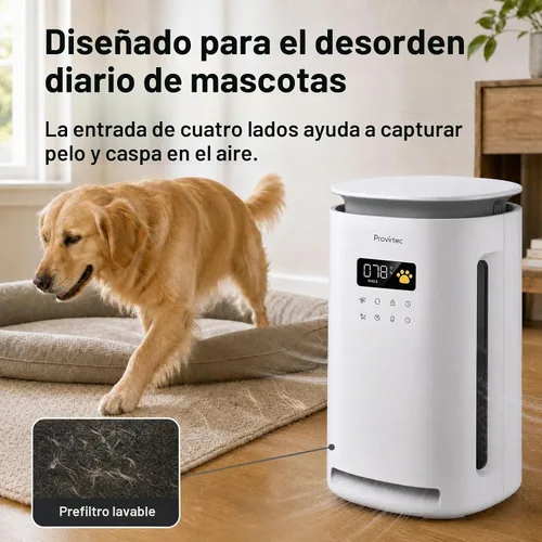 Vista 3 de Provirtec Purificador de aire para mascotas para el hogar con 2 prefiltros