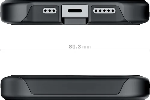 Vista 9 de Ghostek ATOMIC - Funda delgada iPhone 13 Pro, parachoques de metal negro con anillo MagSafe transparente en la parte trasera, protección resistente