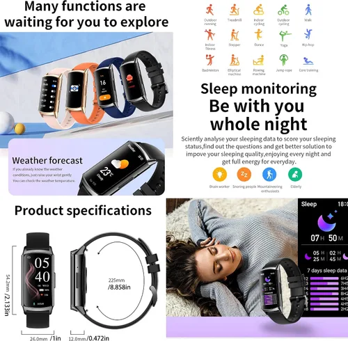 Vista 6 de Reloj inteligente (respuesta/haz llamadas) para mujer, reloj inteligente AMOLED de 1.58 pulgadas para iPhone Android, rastreador de actividad