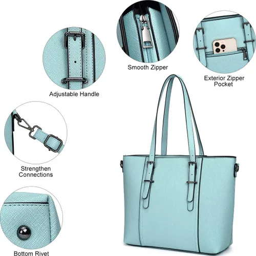 Vista 7 de Bolsas estilo cartera y bolsos estilo tote y de hombro para mujer con asa superior.